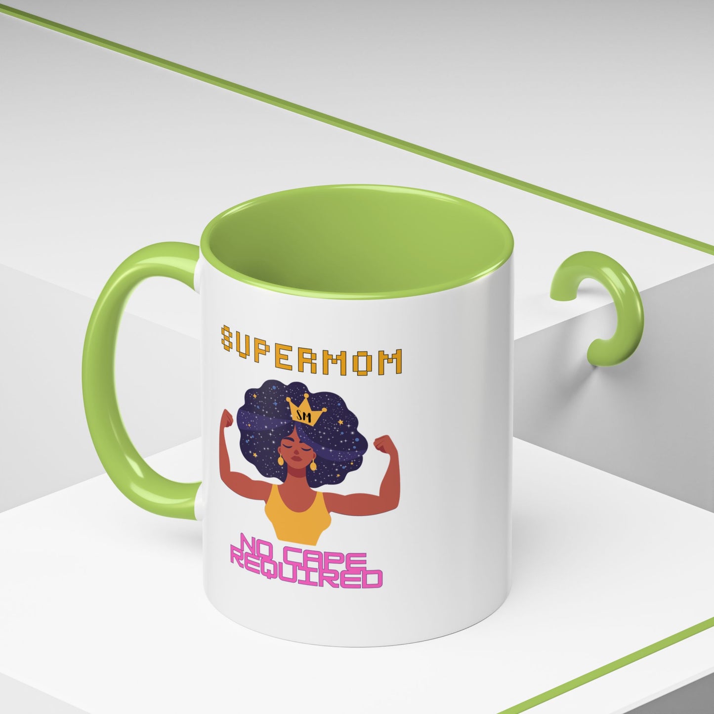 Accent Coffee Mug — "Supermom: No Cape Required" Empowerment Coffee Mug