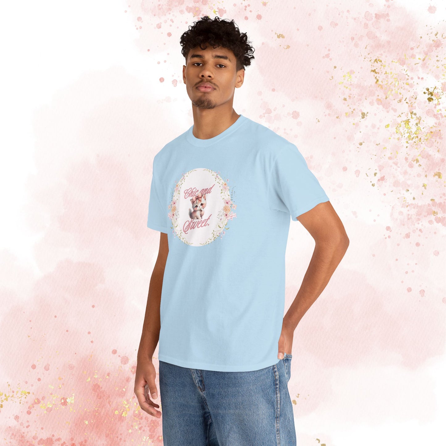 Chic & Sweet - Blushing Kitten Valentine Tee, V-Day, Cat Lovers Gift, Everyday Wear