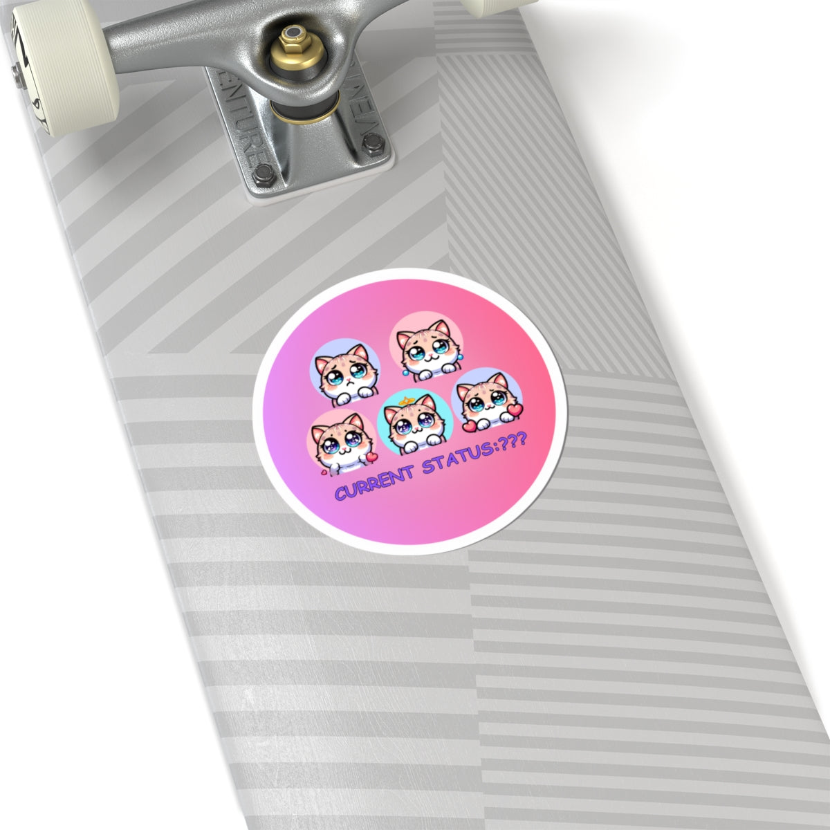 Kawaii Cat Mood Stickers — 'Current Status: ???' Kiss-Cut Sticker