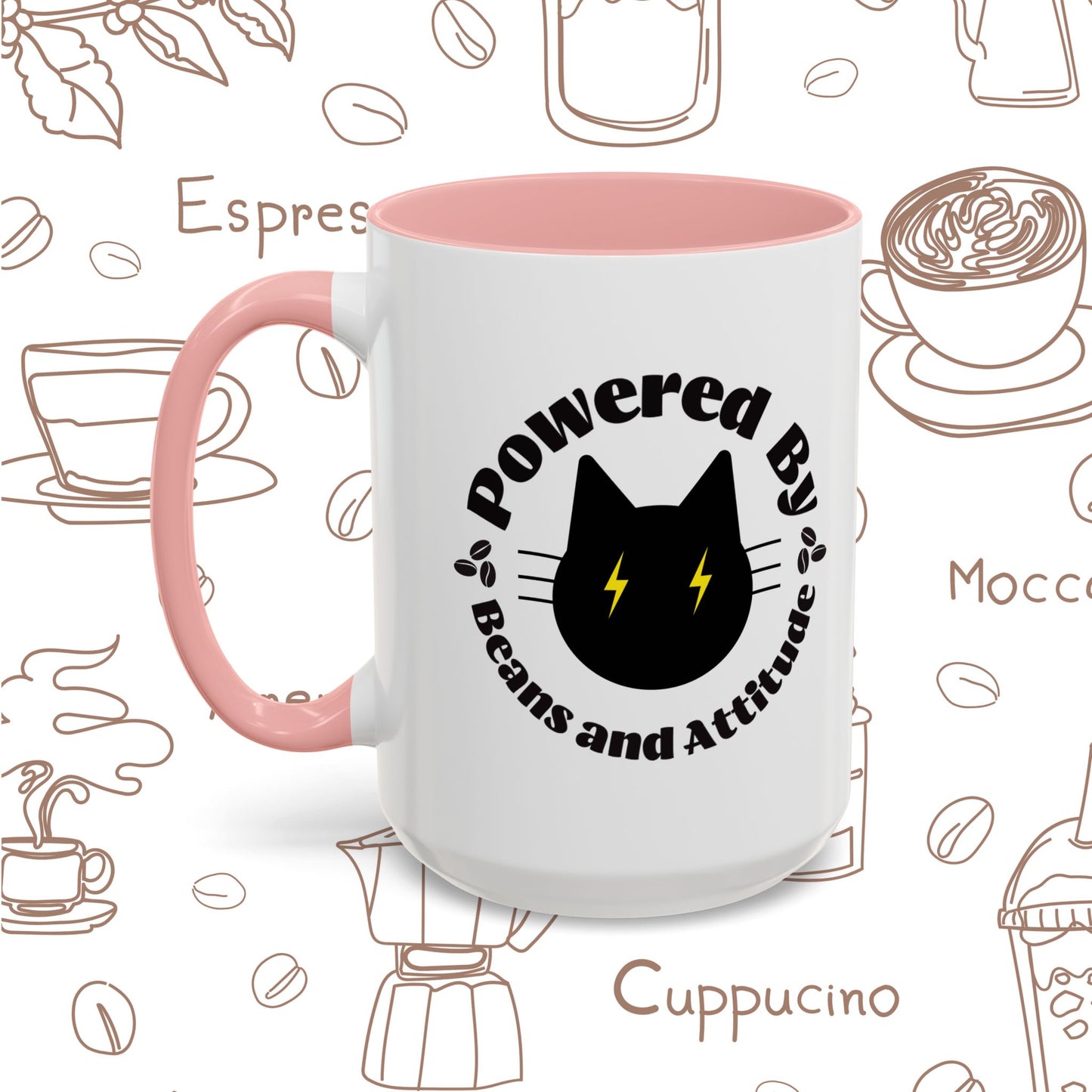 Powered By Beans and Attitude Coffee Mug | Accent Mug 11oz 15oz