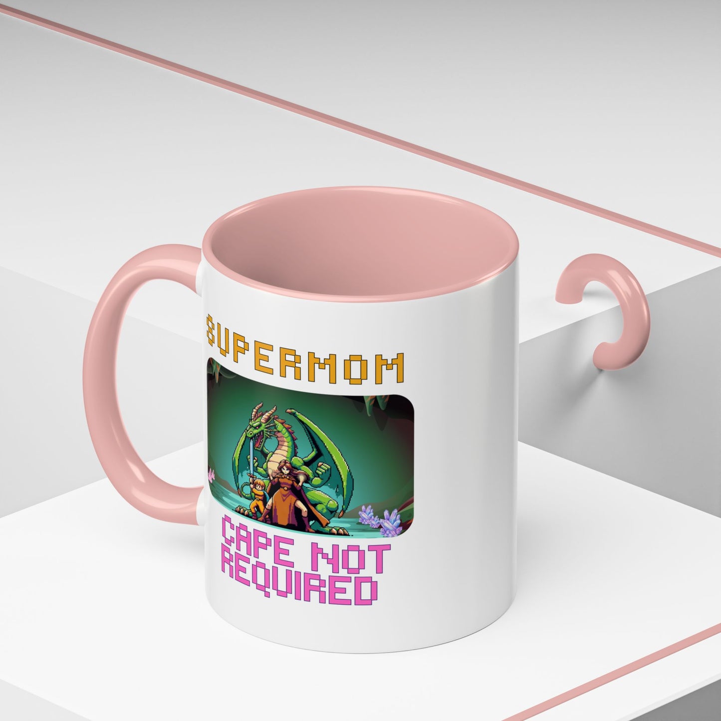 Dungeon Crawling Coffee Mug — "Supermom: Cape Not Required" Accent Mug (11/15oz)