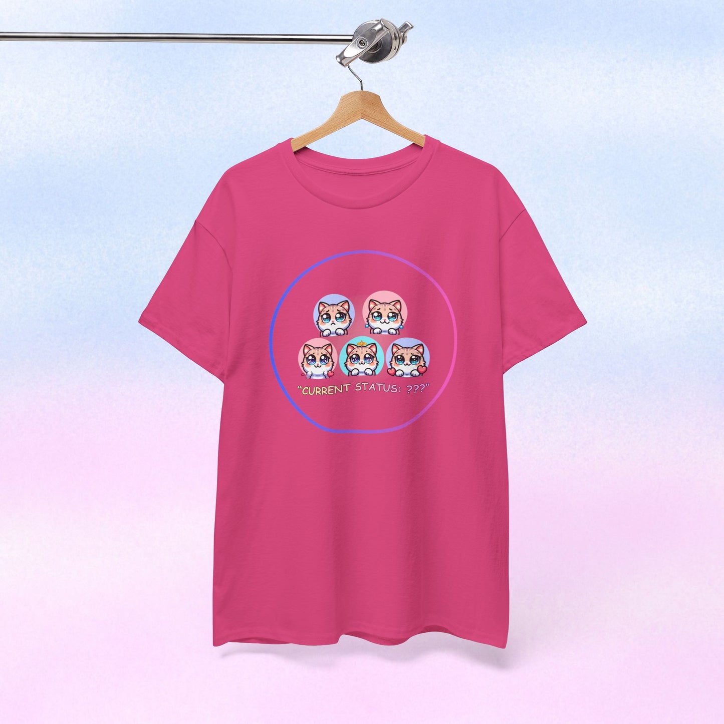 Cat Mood Tee — "Current Status: ???" Cute Kawaii Cat Faces T-Shirt