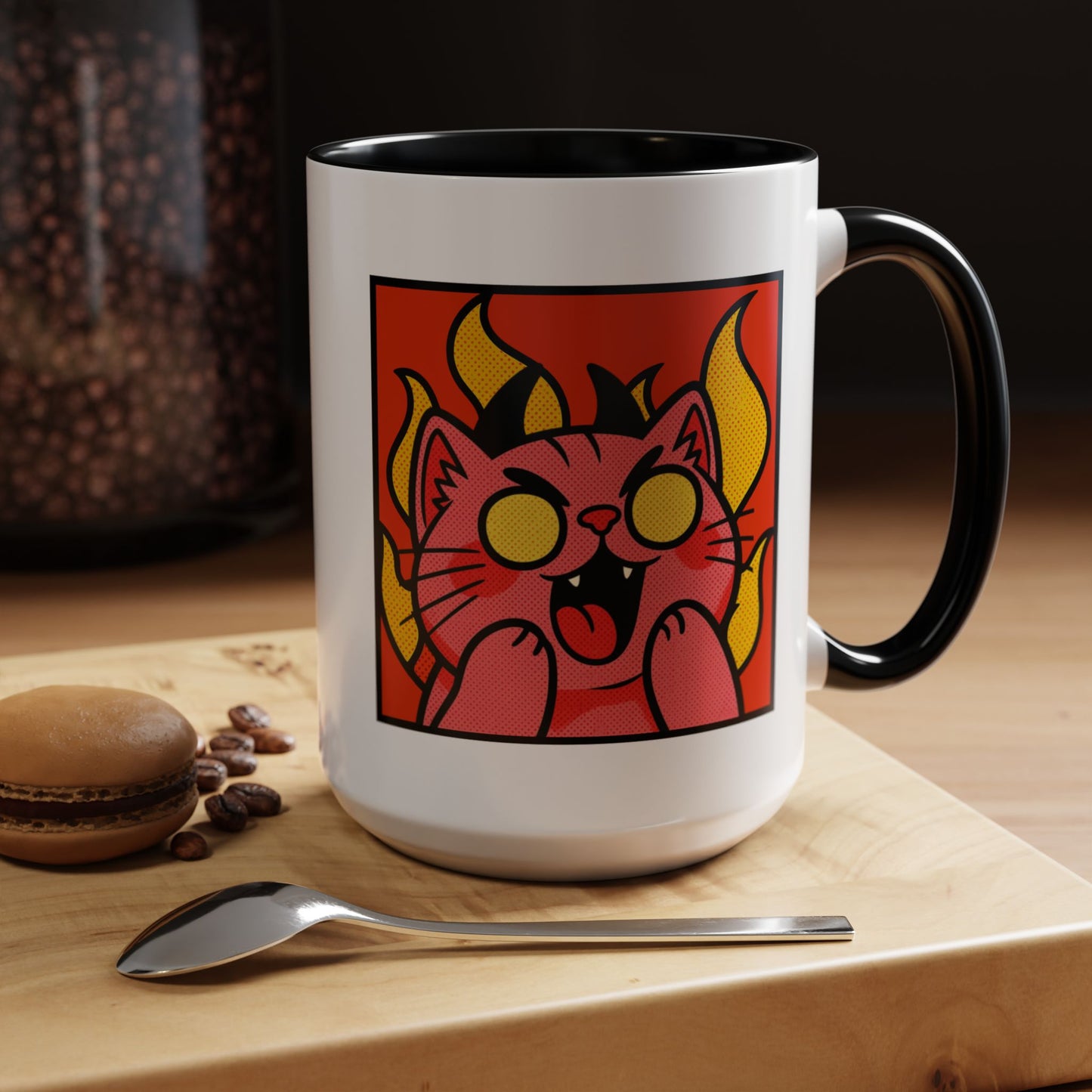 Evil Laughing Cat - Twitch Emote - Cute Devil Cat Accent Coffee Mug (11/15oz)