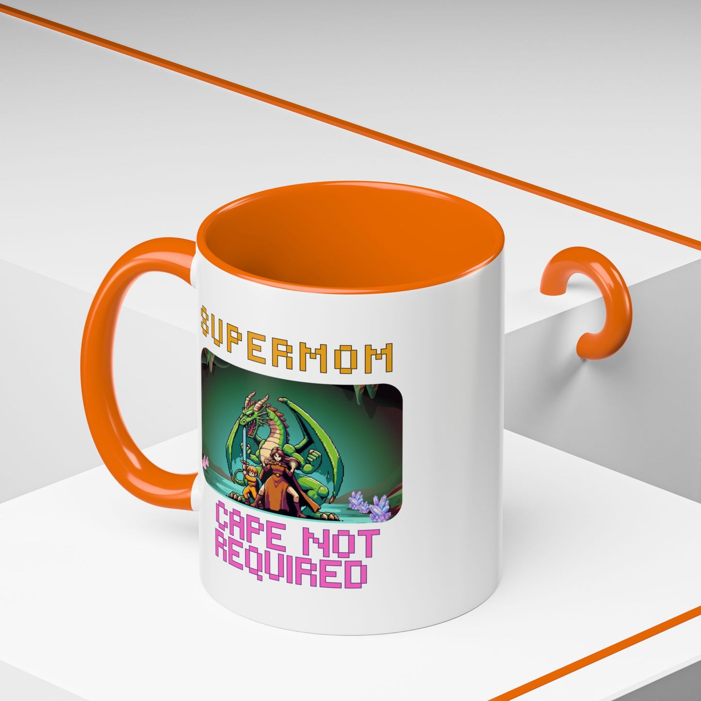 Dungeon Crawling Coffee Mug — "Supermom: Cape Not Required" Accent Mug (11/15oz)