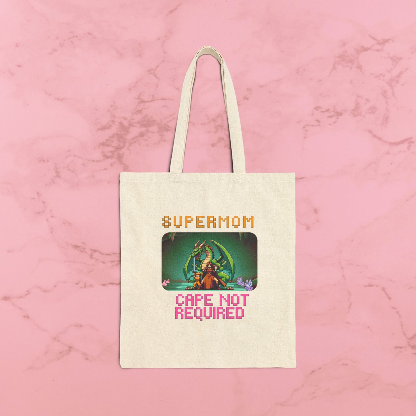 Dungeon Crawling Tote Bag — "Supermom: Cape Not Required" Canvas Market Tote