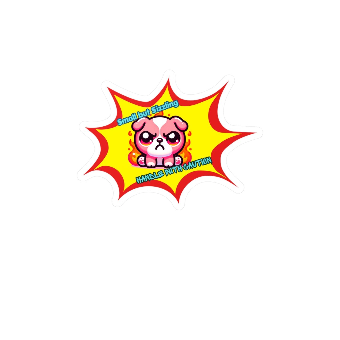 Small but Sizzling Bulldog Vinyl Decal — Fiery Pink Kiss-Cut Sticker