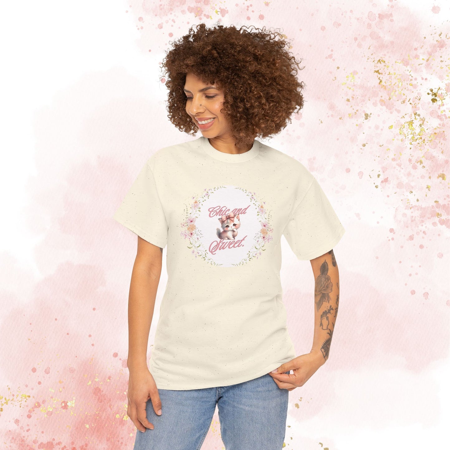 Chic & Sweet - Blushing Kitten Valentine Tee, V-Day, Cat Lovers Gift, Everyday Wear