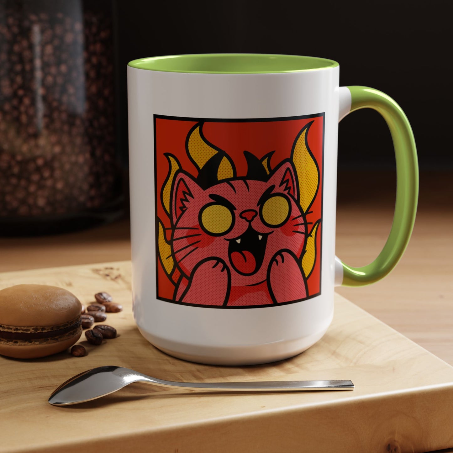 Evil Laughing Cat - Twitch Emote - Cute Devil Cat Accent Coffee Mug (11/15oz)