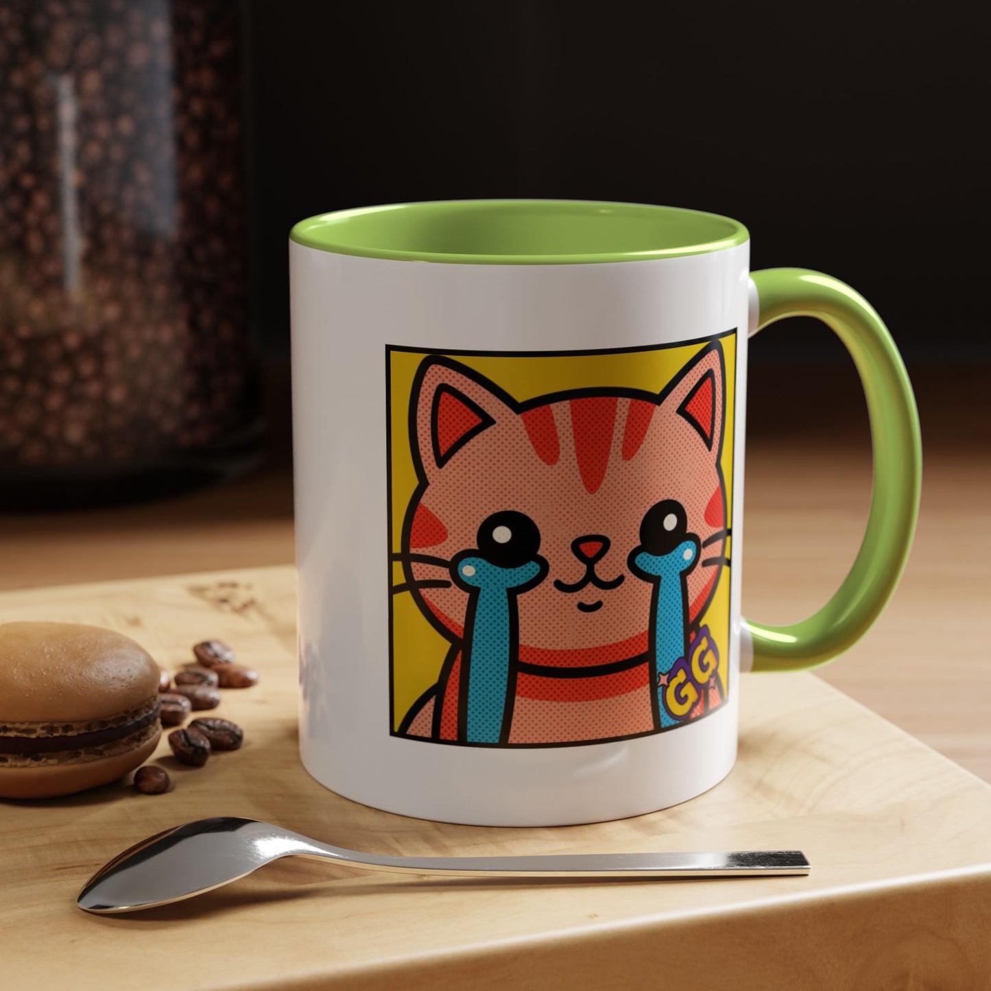 Good Game Tears of Joy - Cute Crying Cat Accent Coffee Mug (11/15oz) – Kawaii Pop Art Cat Emote GG