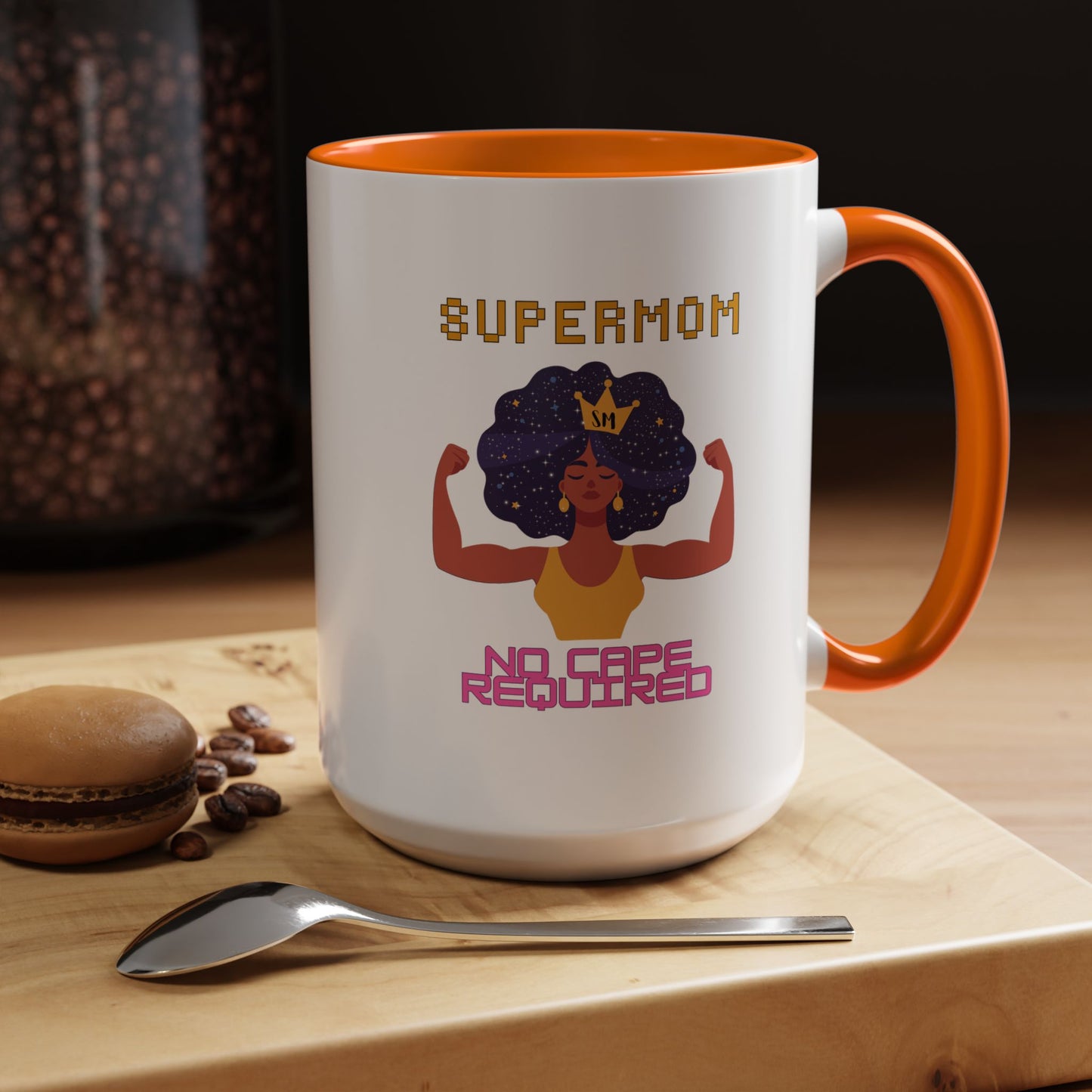 Accent Coffee Mug — "Supermom: No Cape Required" Empowerment Coffee Mug