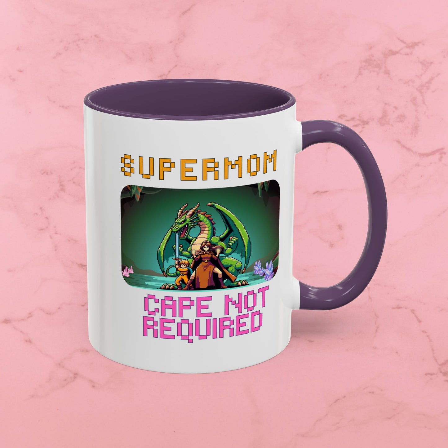 Dungeon Crawling Coffee Mug — "Supermom: Cape Not Required" Accent Mug (11/15oz)