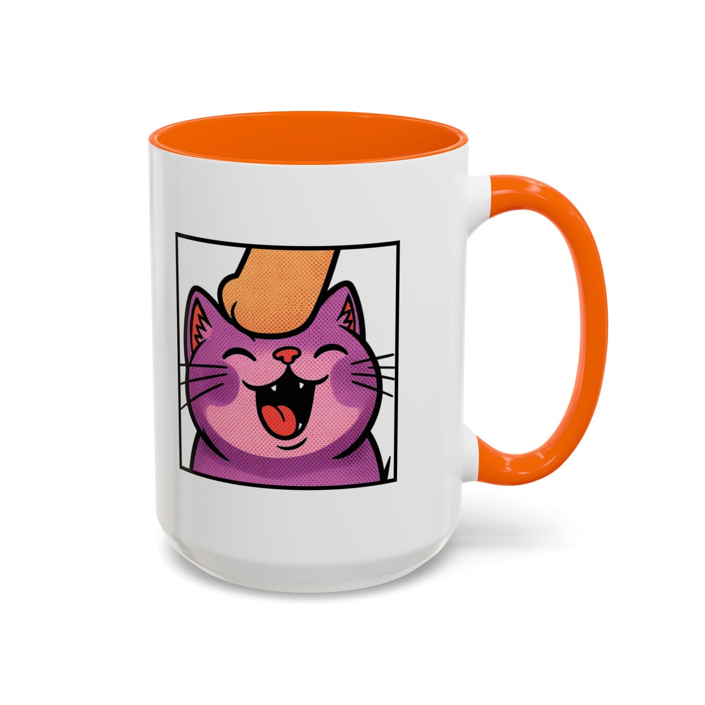 Pet Me, Purrfectly Happy Twitch Emote Cat Accent Coffee Mug – Cute Smiling Cat Illustration (11/15oz)