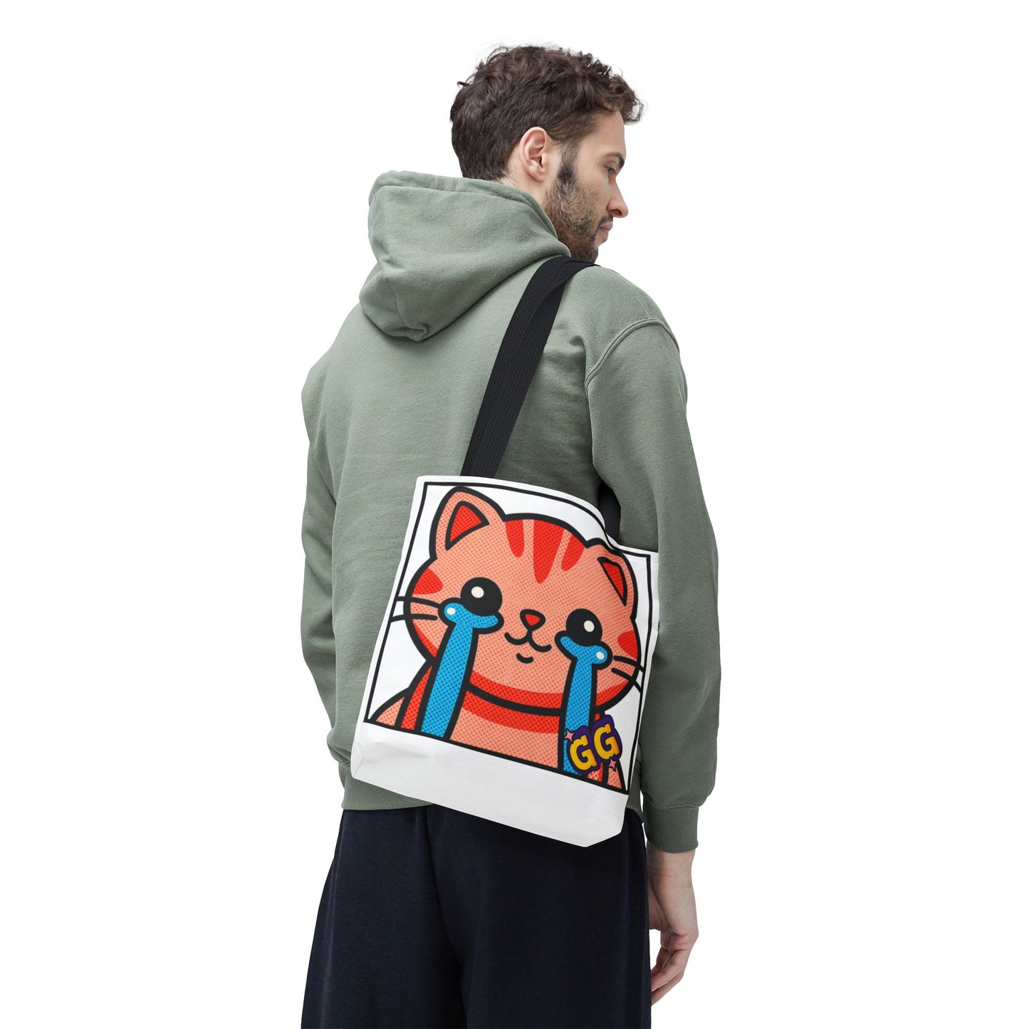 Good Game Tears of Joy - Cute Crying Cat Tote Bag – Kawaii Pop Art Cat Emote GG