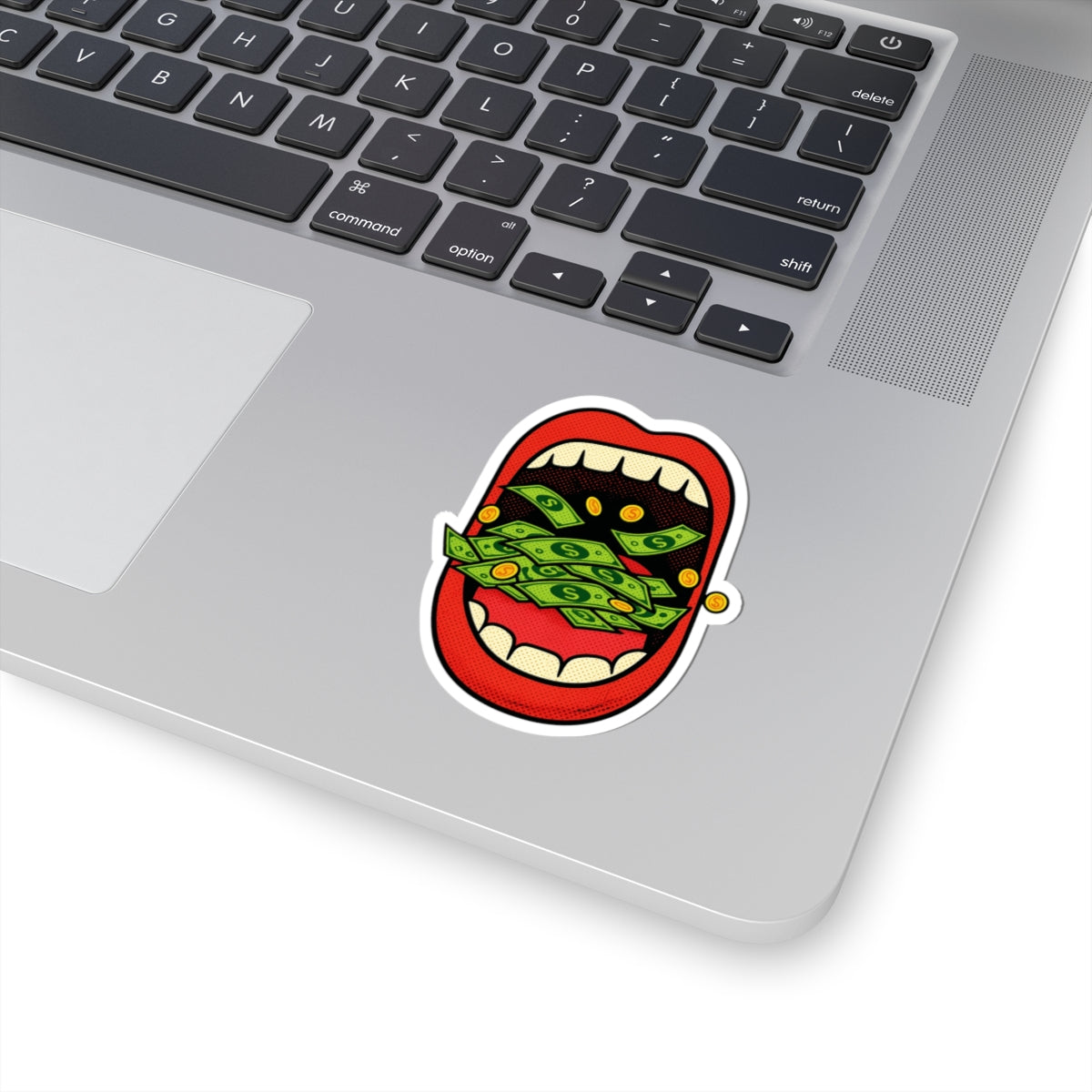 Pop Art Money Mouth Kiss-Cut Sticker — "Eating Prosperity"