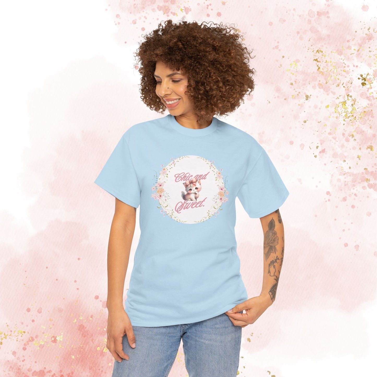 Chic & Sweet - Blushing Kitten Valentine Tee, V-Day, Cat Lovers Gift, Everyday Wear