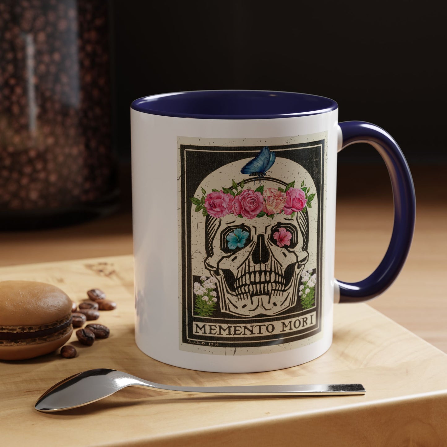 Memento Mori Coffee Mug, Floral Skull Mug, Gothic Gift, Day of the Dead Decor, Vintage Style Drinkware, Unique Kitchenware