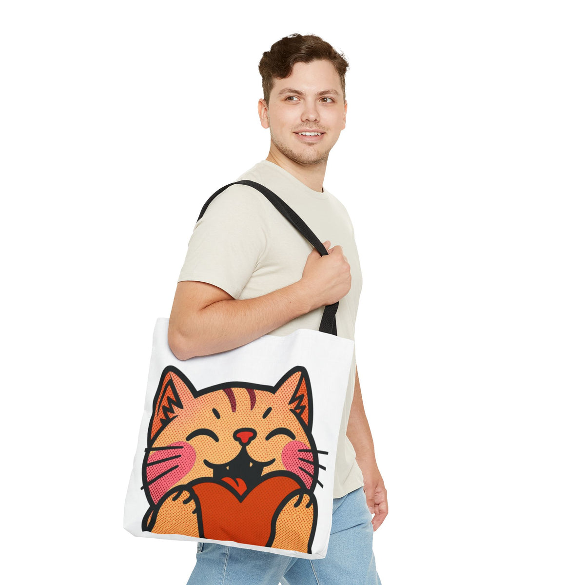 Heart, Hug, Happiness, Love Tote Bag – Happy Cat Twitch Emote