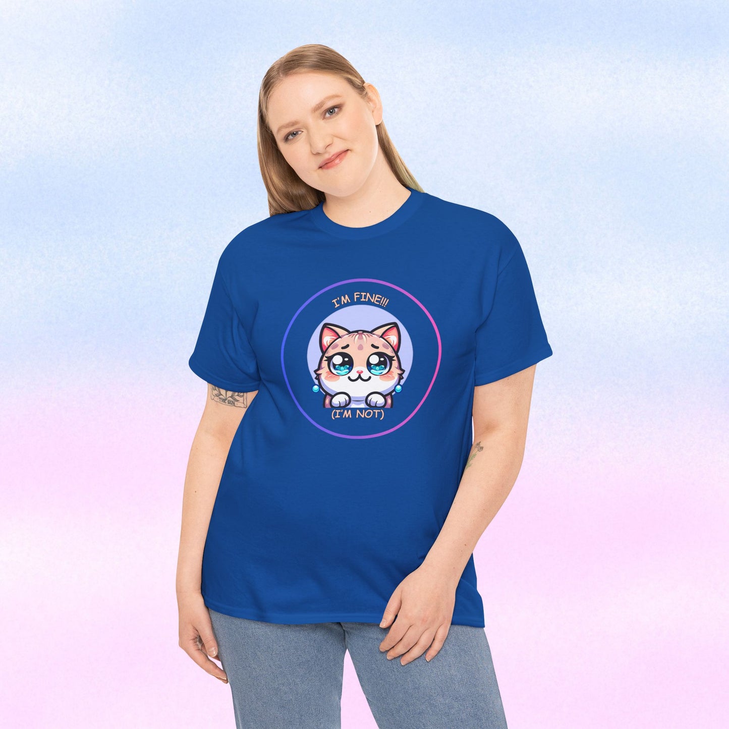 I'm Fine (I'm Not) — Cute Kawaii Cat Meltdown Emote Graphic T-Shirt