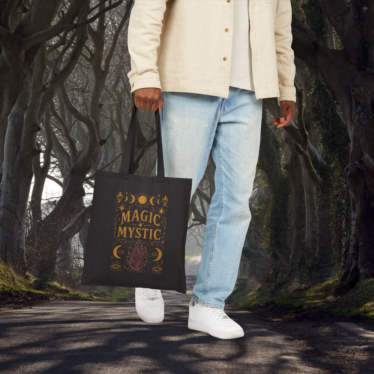 Mystical Magic Cotton Canvas Tote Bag - Witchy/Occult Aesthetic - Perfect for Halloween, Eco-Friendly, Gift for Witches, Market Bag, Shopping Tote, Witchy Vibes