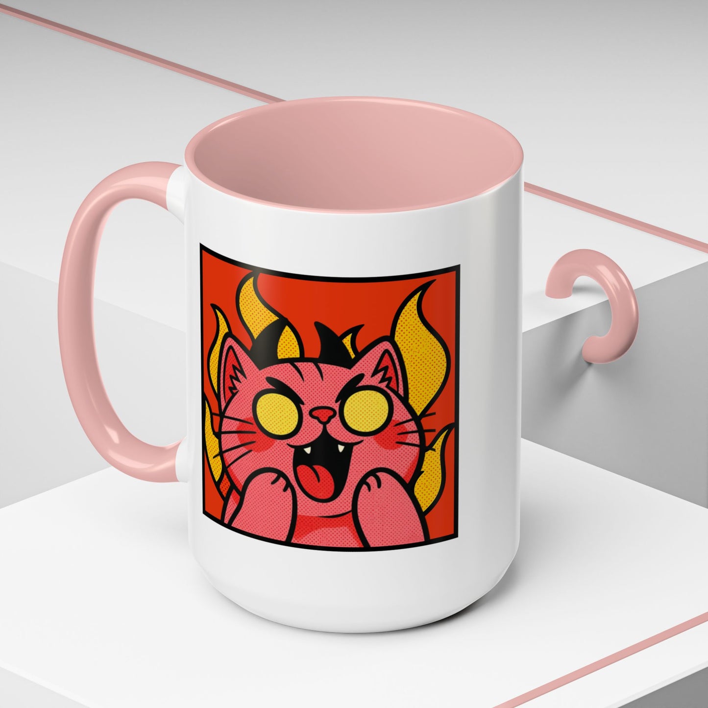 Evil Laughing Cat - Twitch Emote - Cute Devil Cat Accent Coffee Mug (11/15oz)