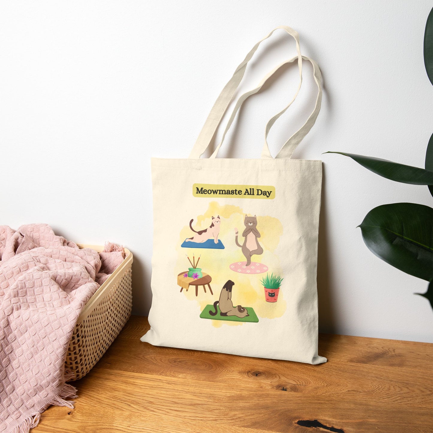 Cat Lover's Canvas Tote Bag - Meowmaste All Day, Eco-Friendly Shopping Bag, Gift for Cat Owners, Cute Pet Lover Tote, Fun Everyday Bag