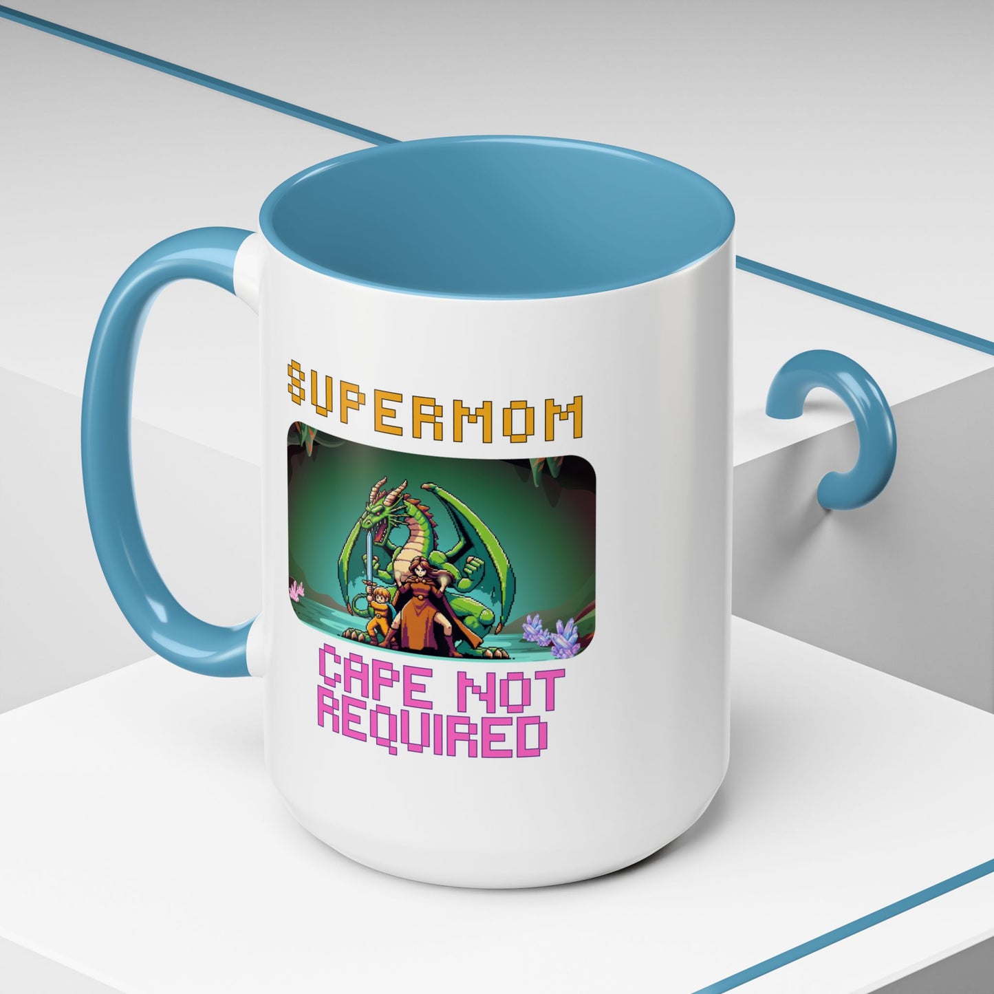 Dungeon Crawling Coffee Mug — "Supermom: Cape Not Required" Accent Mug (11/15oz)