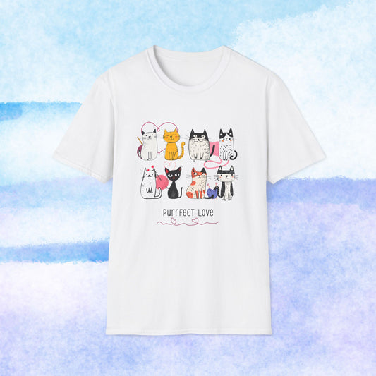 Cat Lover T-Shirt — "Purrfect Love" Cute Cartoon Cats Tee