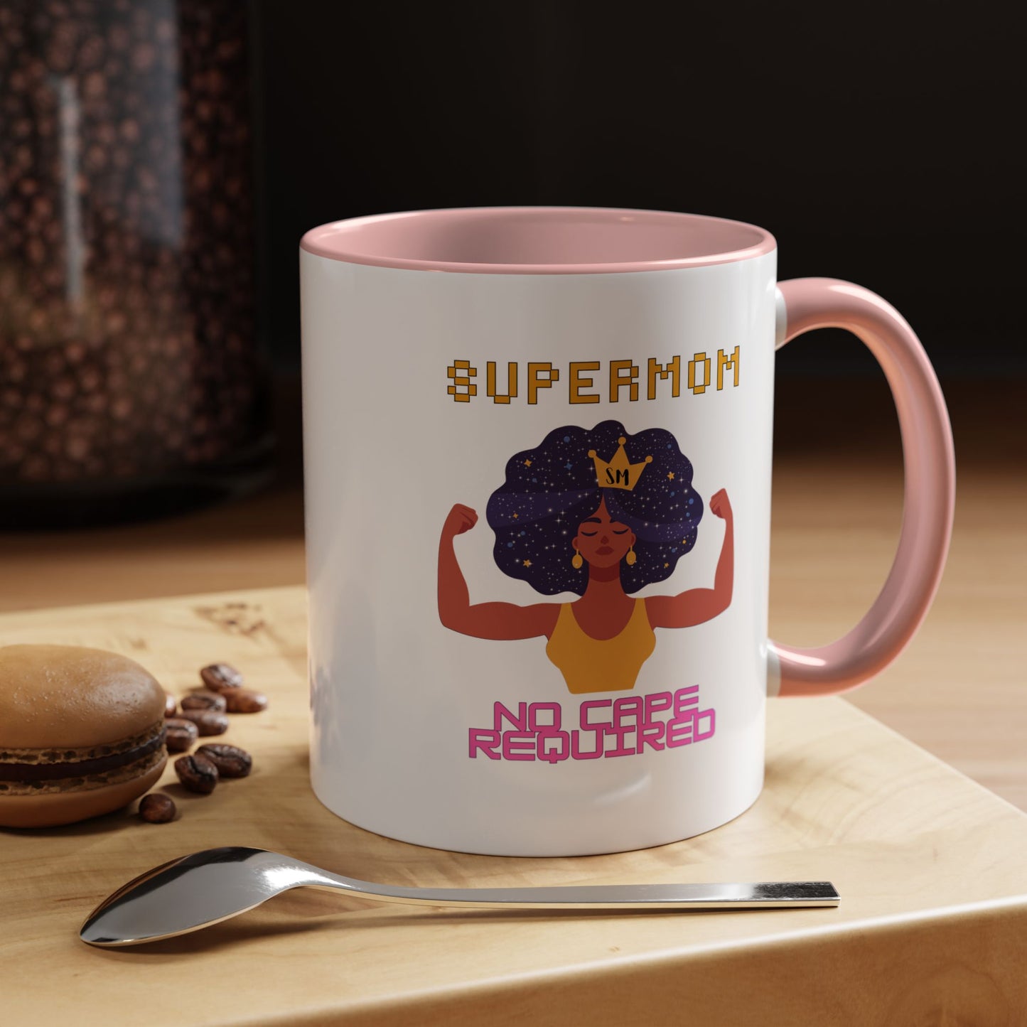 Accent Coffee Mug — "Supermom: No Cape Required" Empowerment Coffee Mug