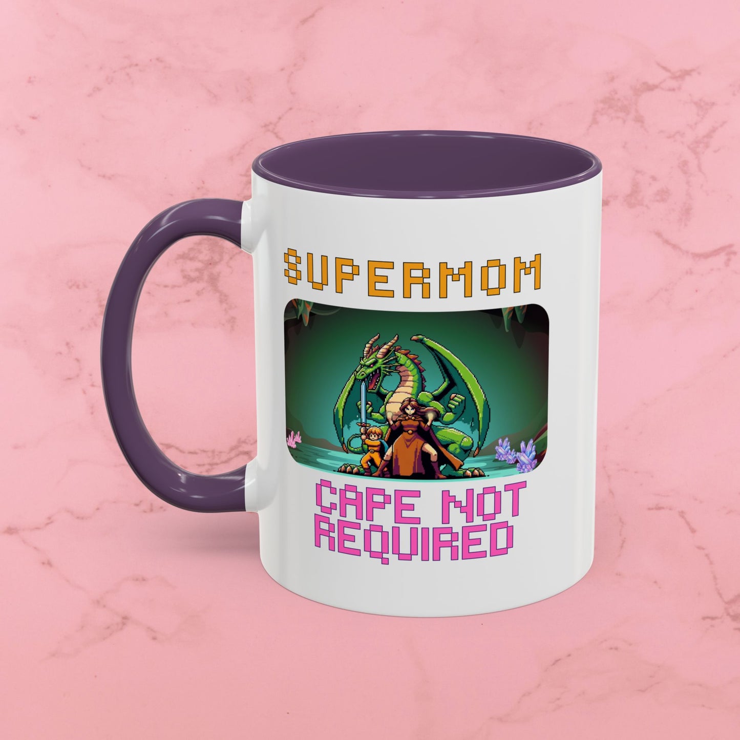 Dungeon Crawling Coffee Mug — "Supermom: Cape Not Required" Accent Mug (11/15oz)