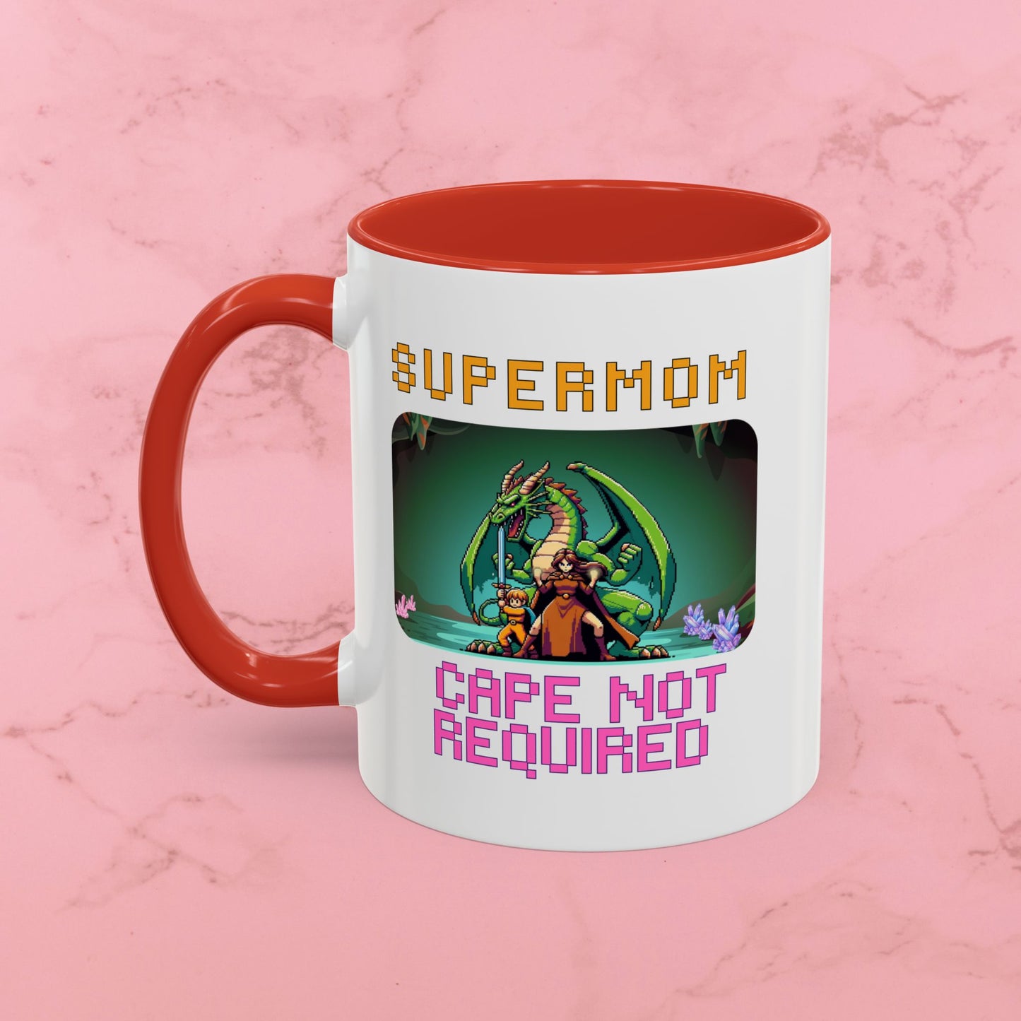 Dungeon Crawling Coffee Mug — "Supermom: Cape Not Required" Accent Mug (11/15oz)