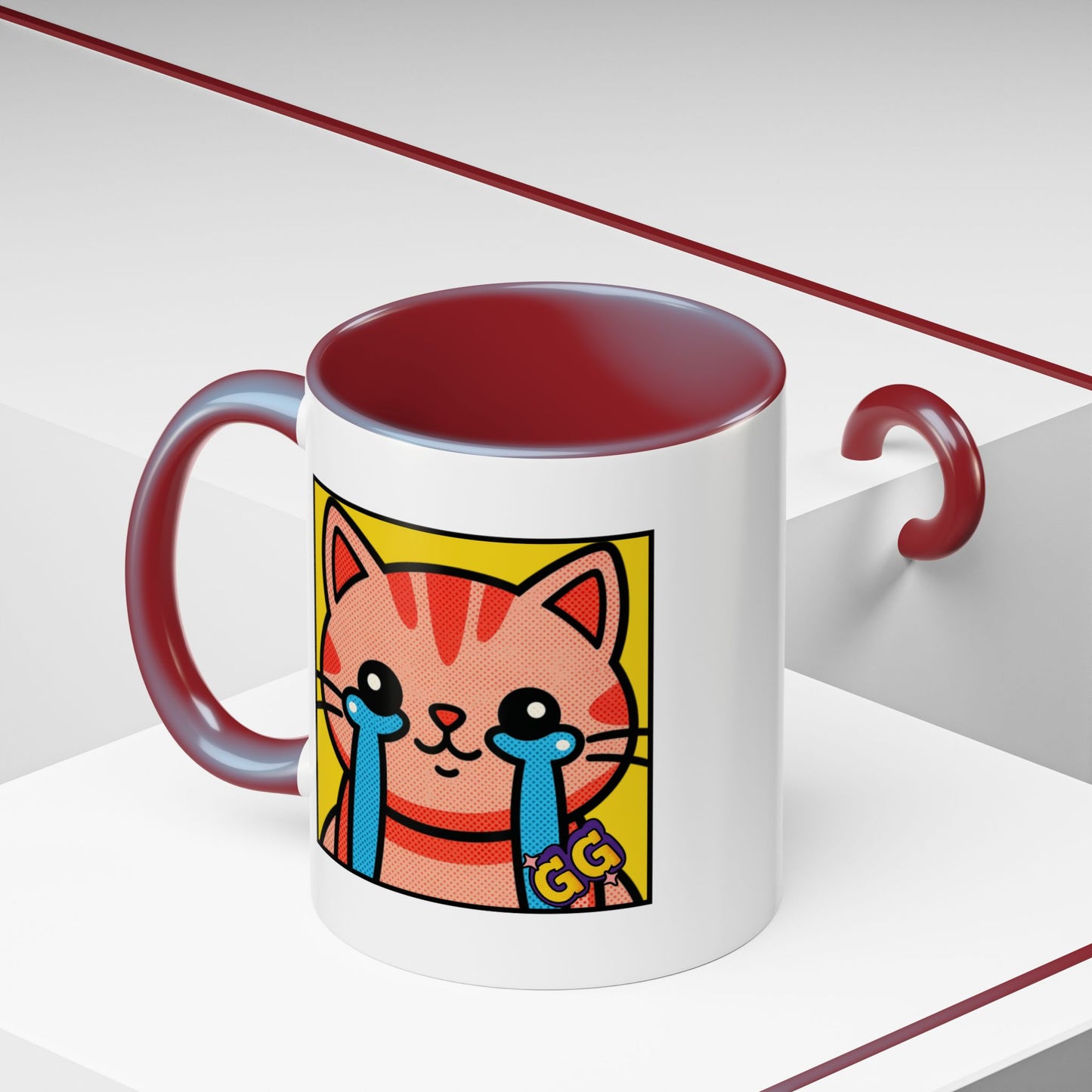 Good Game Tears of Joy - Cute Crying Cat Accent Coffee Mug (11/15oz) – Kawaii Pop Art Cat Emote GG