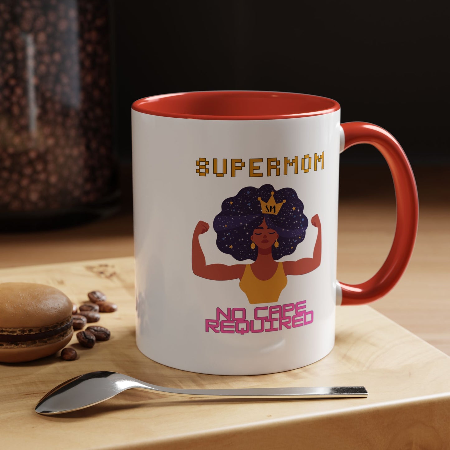 Accent Coffee Mug — "Supermom: No Cape Required" Empowerment Coffee Mug