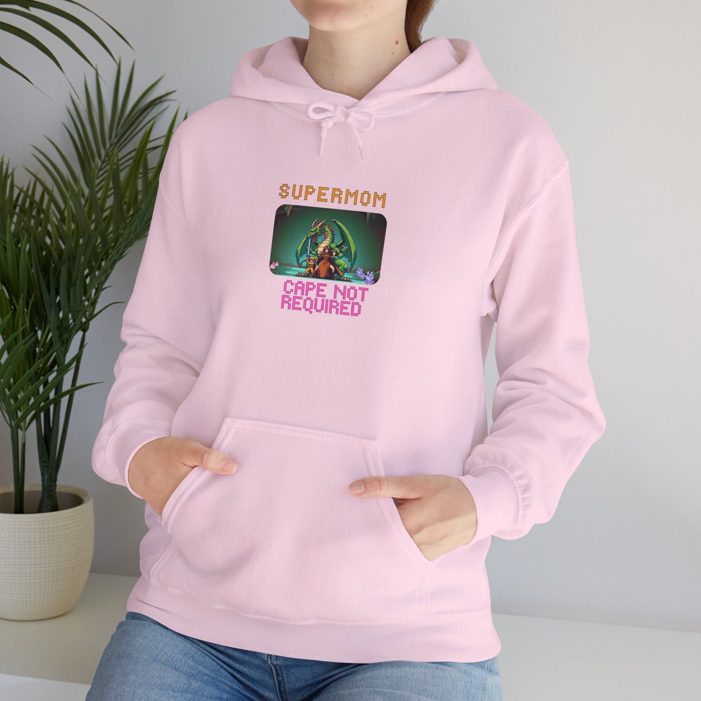 Supermom Hoodie – "Cape Not Required" Retro Neon Mom Hoodie