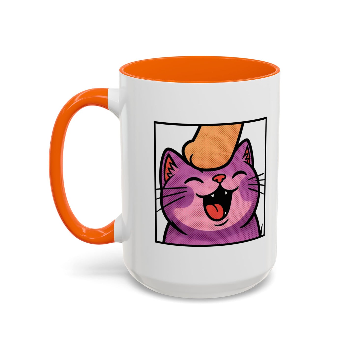 Pet Me, Purrfectly Happy Twitch Emote Cat Accent Coffee Mug – Cute Smiling Cat Illustration (11/15oz)