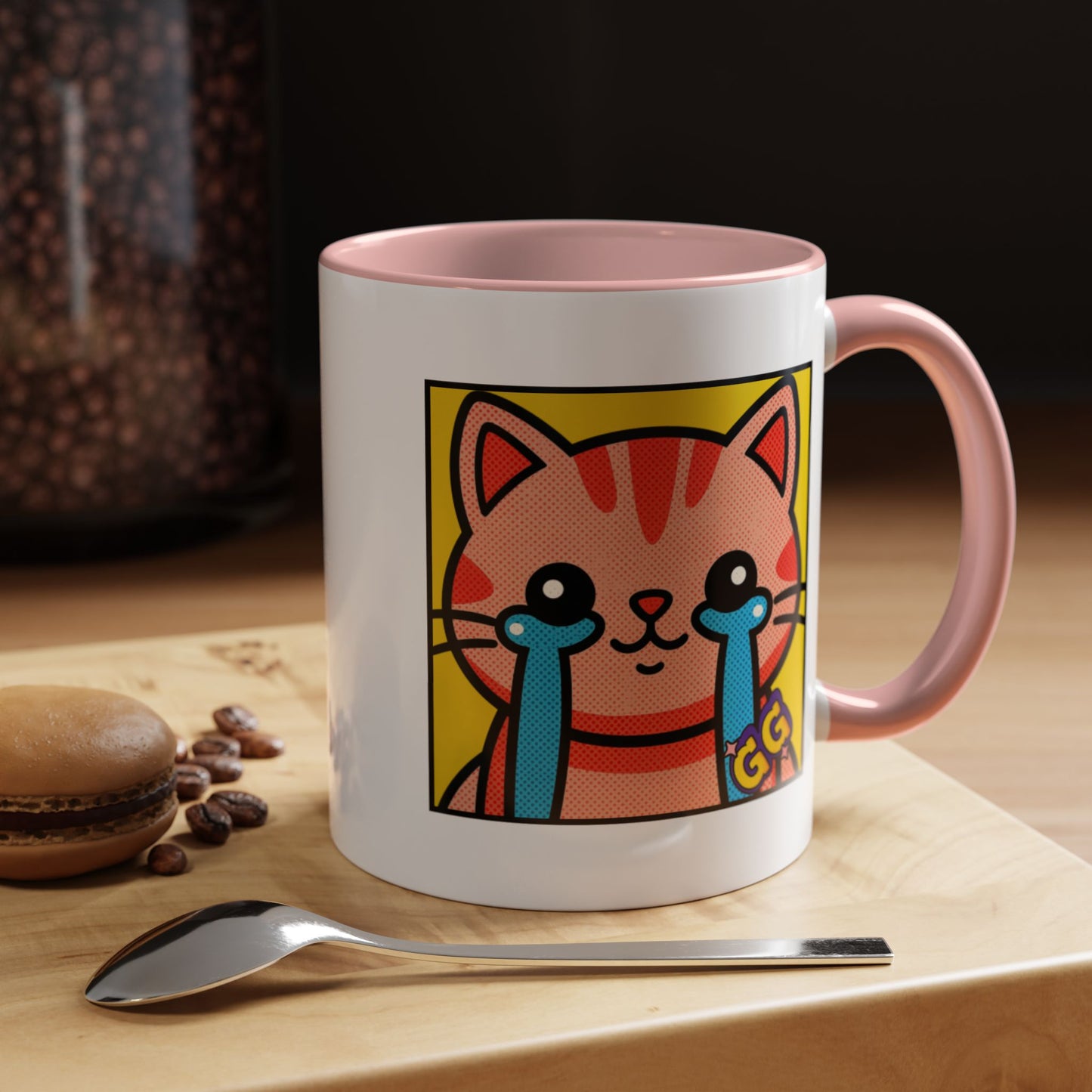 Good Game Tears of Joy - Cute Crying Cat Accent Coffee Mug (11/15oz) – Kawaii Pop Art Cat Emote GG