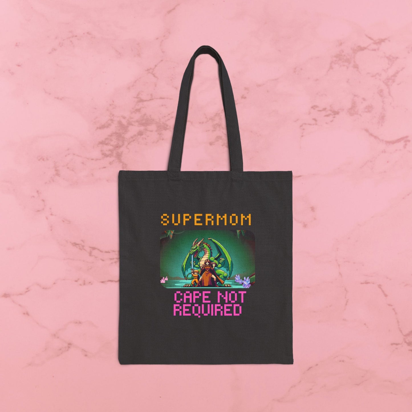 Dungeon Crawling Tote Bag — "Supermom: Cape Not Required" Canvas Market Tote