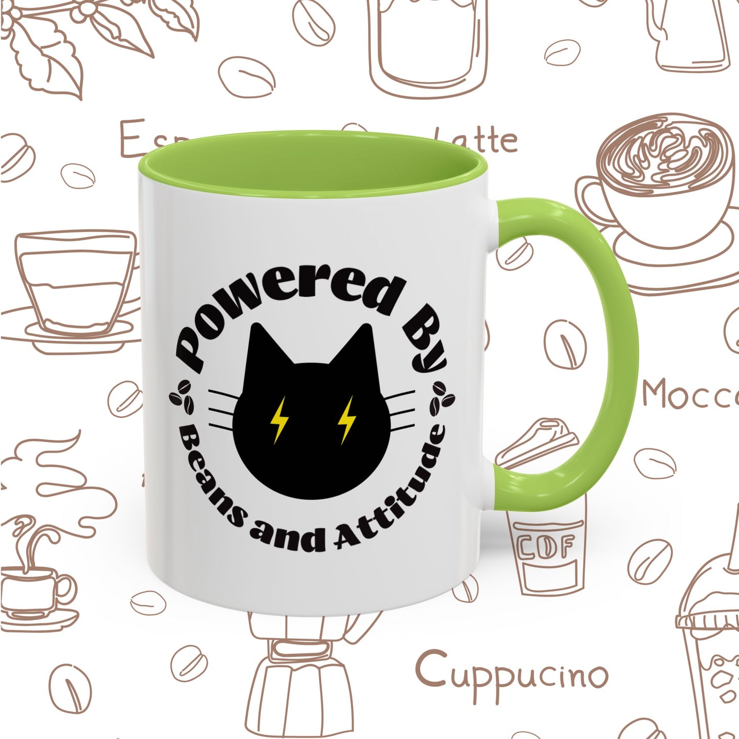 Powered By Beans and Attitude Coffee Mug | Accent Mug 11oz 15oz