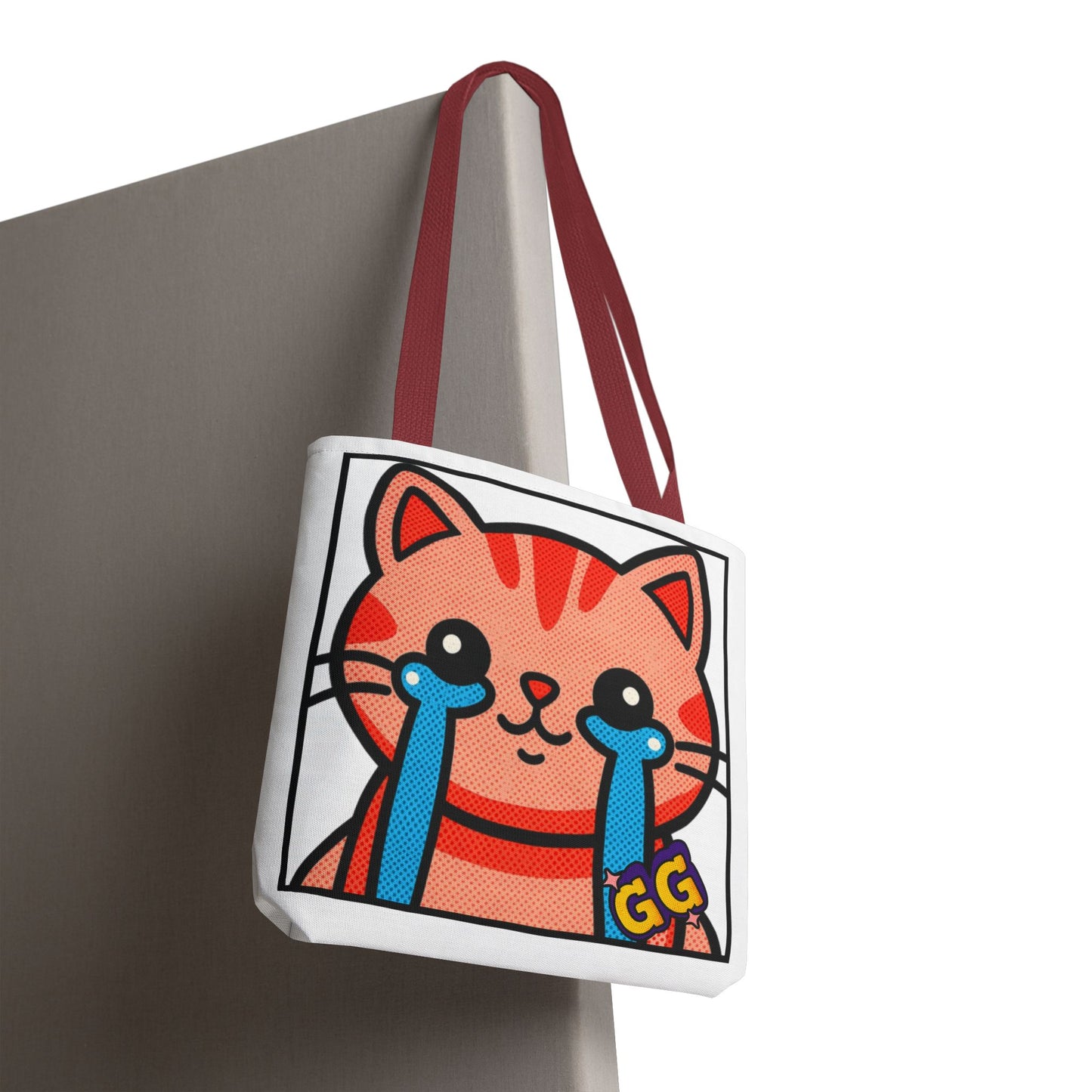 Good Game Tears of Joy - Cute Crying Cat Tote Bag – Kawaii Pop Art Cat Emote GG