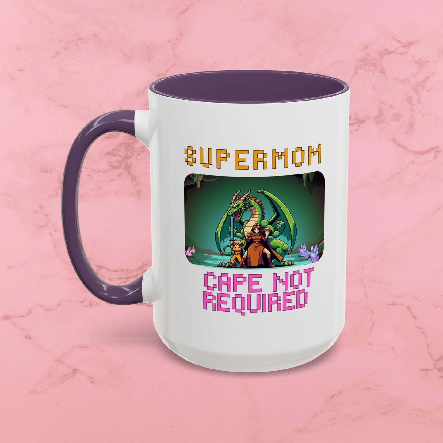 Dungeon Crawling Coffee Mug — "Supermom: Cape Not Required" Accent Mug (11/15oz)