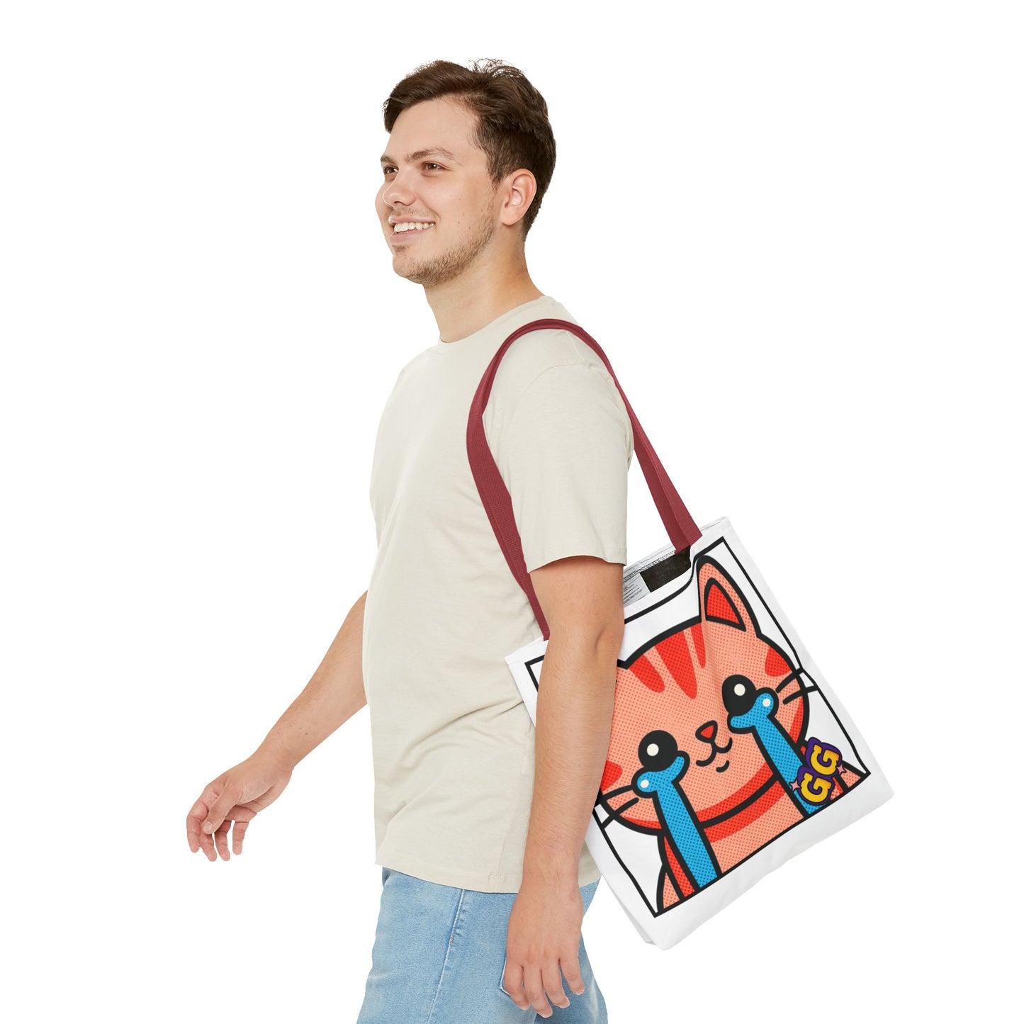 Good Game Tears of Joy - Cute Crying Cat Tote Bag – Kawaii Pop Art Cat Emote GG