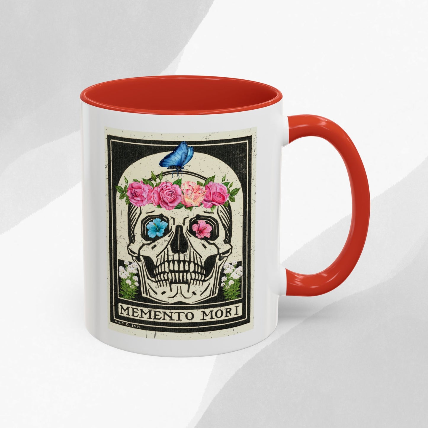 Memento Mori Coffee Mug, Floral Skull Mug, Gothic Gift, Day of the Dead Decor, Vintage Style Drinkware, Unique Kitchenware