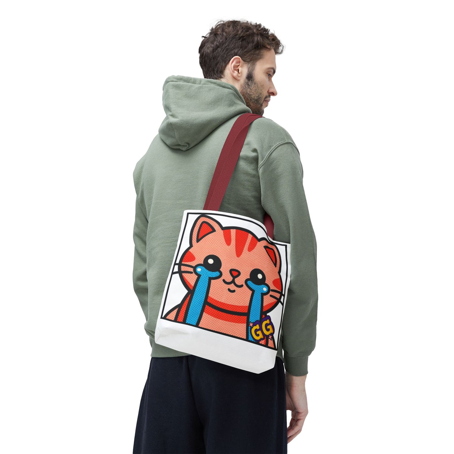 Good Game Tears of Joy - Cute Crying Cat Tote Bag – Kawaii Pop Art Cat Emote GG