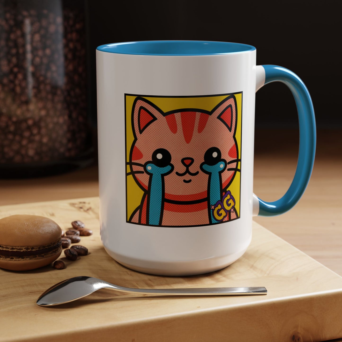 Good Game Tears of Joy - Cute Crying Cat Accent Coffee Mug (11/15oz) – Kawaii Pop Art Cat Emote GG