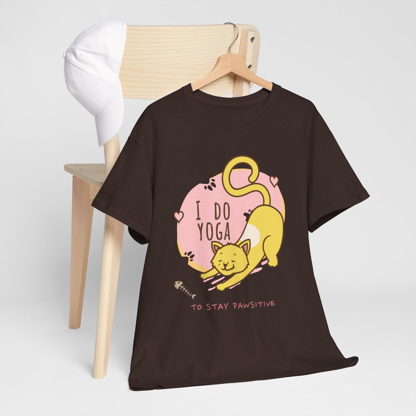Cat Yoga Graphic Tee, Funny Cat Lover Shirt, Cute Pet Owner Gift, Relaxation Apparel, Stay Pawsitive Tees