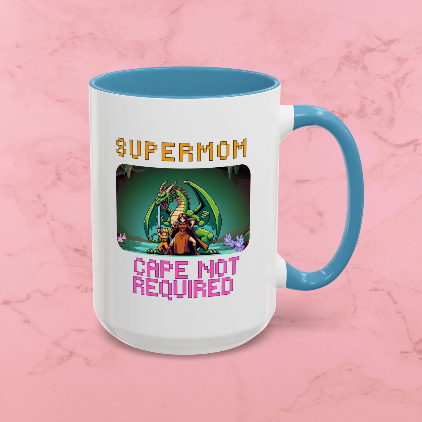 Dungeon Crawling Coffee Mug — "Supermom: Cape Not Required" Accent Mug (11/15oz)