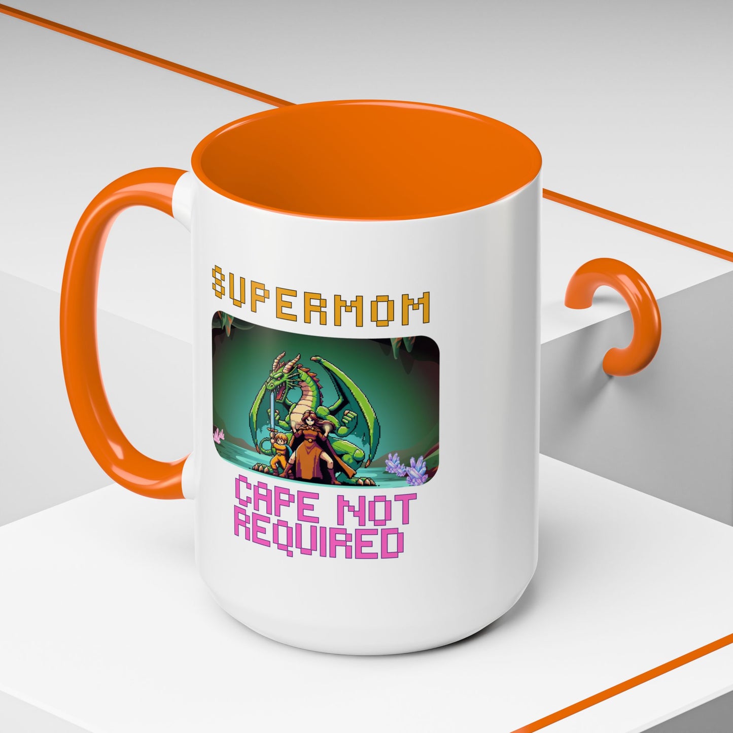 Dungeon Crawling Coffee Mug — "Supermom: Cape Not Required" Accent Mug (11/15oz)
