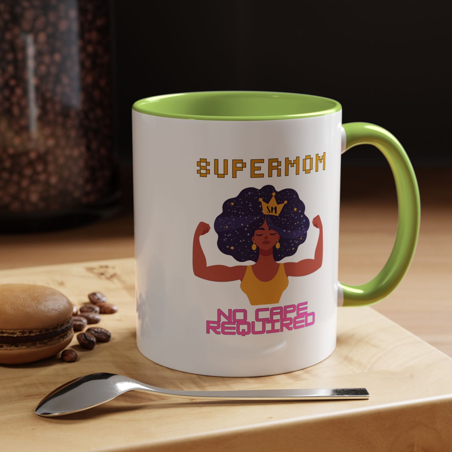 Accent Coffee Mug — "Supermom: No Cape Required" Empowerment Coffee Mug