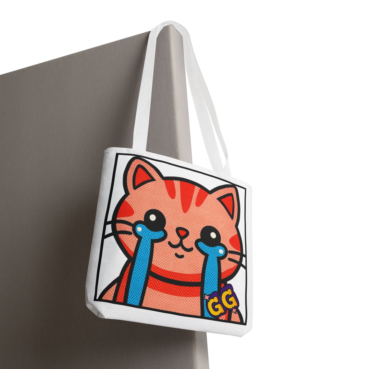 Good Game Tears of Joy - Cute Crying Cat Tote Bag – Kawaii Pop Art Cat Emote GG