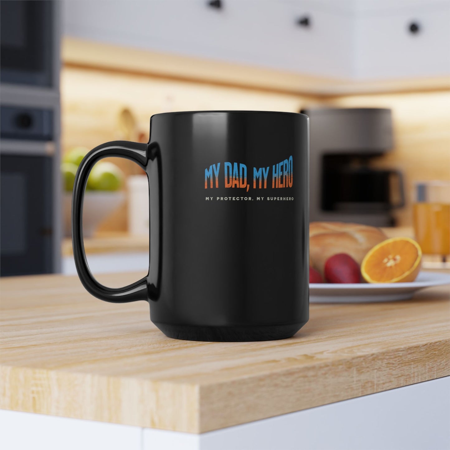 Dad Mug - "My Dad, My Hero" Black Coffee Cup | Father’s Day Gift, Best Dad Present (11oz & 15oz)