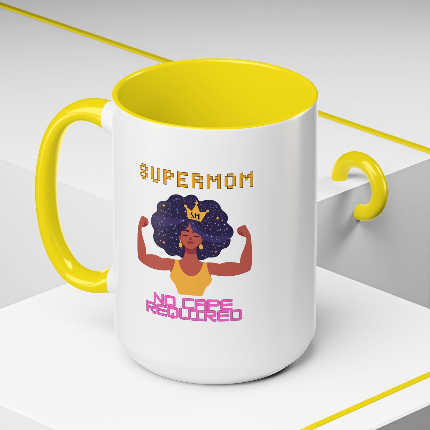 Accent Coffee Mug — "Supermom: No Cape Required" Empowerment Coffee Mug